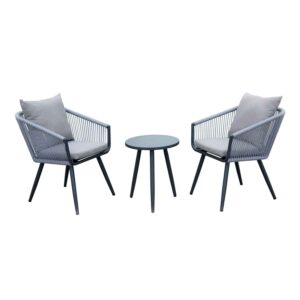 You&Me - Salon de jardin avec table basse et 2 fauteuils avec accoudoirs