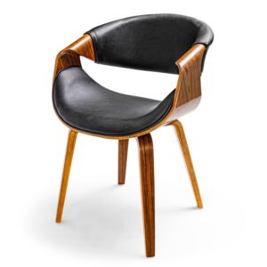 Yorkshire - Fauteuil en bois massif et leatherette noire