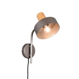 Applique Gaya en métal acier vieilli avec détail en bois naturel H. 32cm
