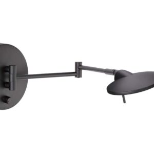 Applique LED à double bras articulé Kazan, noir mat, avec variateur intégré, 40 cm.
