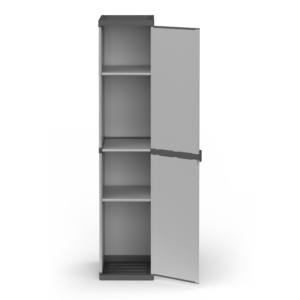 Armoire haute en résine 1 porte avec étagères réglables (intérieur/extérieur) 34x40xH165 cm