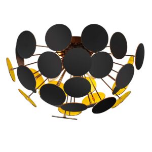 Suspension Boule Ronde en Métal Noir Mat + Or Diamètre 54 cm