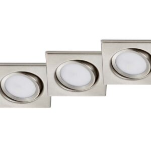 Kit Rila 3 spots encastrables LED carrés orientables en acier 8 cm x 8 cm