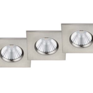 Kit Zagros 3 spots encastrables LED carrés chromés dimmables IP65 8,5 cm x 8,5 cm