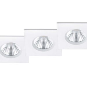 Kit Zagros 3 spots encastrables LED carrés chromés dimmables IP65 8,5 cm x 8,5 cm