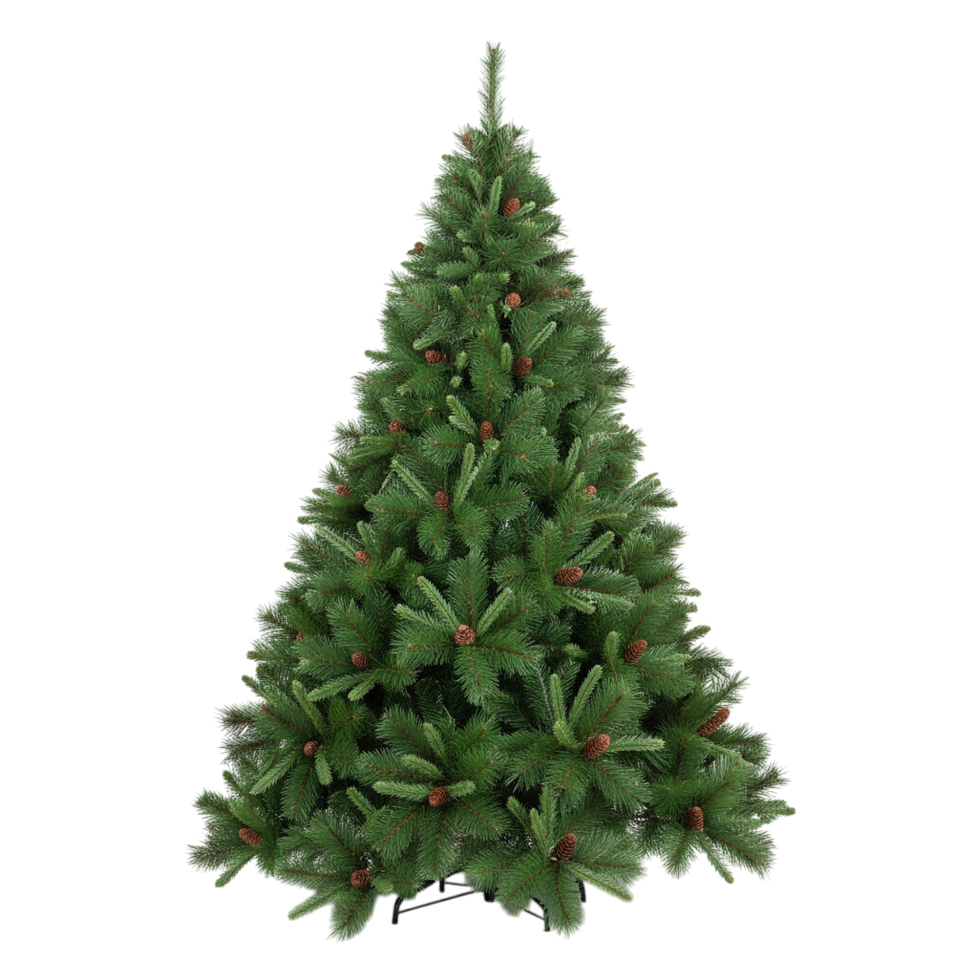 Alabaster - Sapin de Noël Traditionnel avec Pommes de Pin en PVC et PP Ø114x180H cm, 668 Pointes