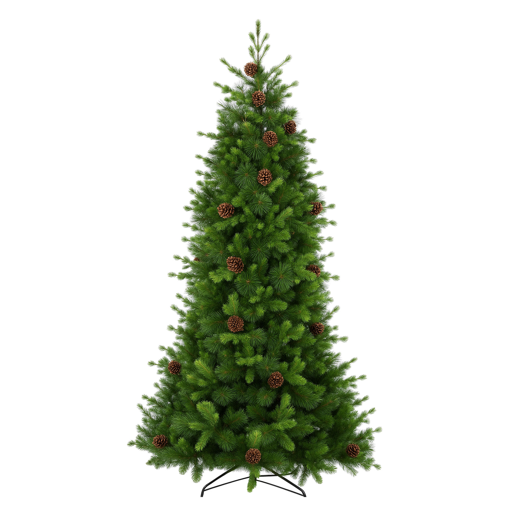 Waffle - Sapin de Noël Traditionnel avec Pommes de Pin en PE, PVC et PP Ø121x240H cm, 1391 Pointes