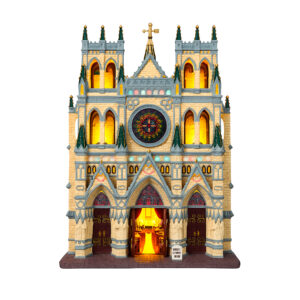 Village de Noël Cathédrale Saint-Patrick 33x24x9,5 cm avec lumières et sons