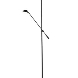 Lampadaire LED anthracite avec diffuseur orientable de 30 cm et lampe de lecture avec interrupteurs séparés et variateur tactile du diffuseur principa