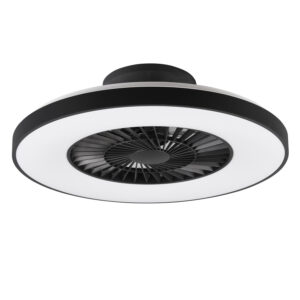 Halmstadt - Ventilateur de plafond plafonnier avec LED 38W Ø59,3 cm avec fonction été-hiver noir mat