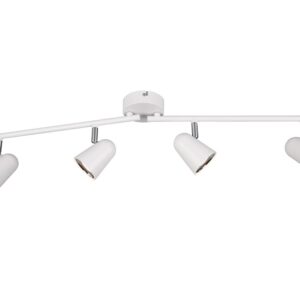 Toulouse Barre 4 Spots LED Blanc Satiné avec Bordure Chromée L. 78cm