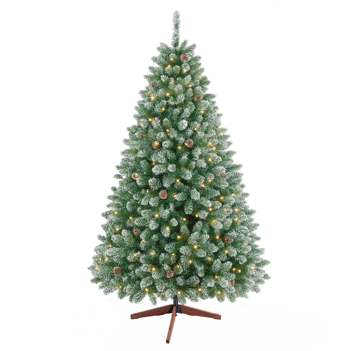 Comet - Sapin de Noël avec lumières LED et cônes ø85 x150H, 380 branches et 20 cônes