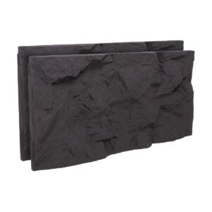 Rushmore - Lot de 2 panneaux muraux décoratifs 3D 120x60x9 cm effet pierre en PU Anthracite Grey