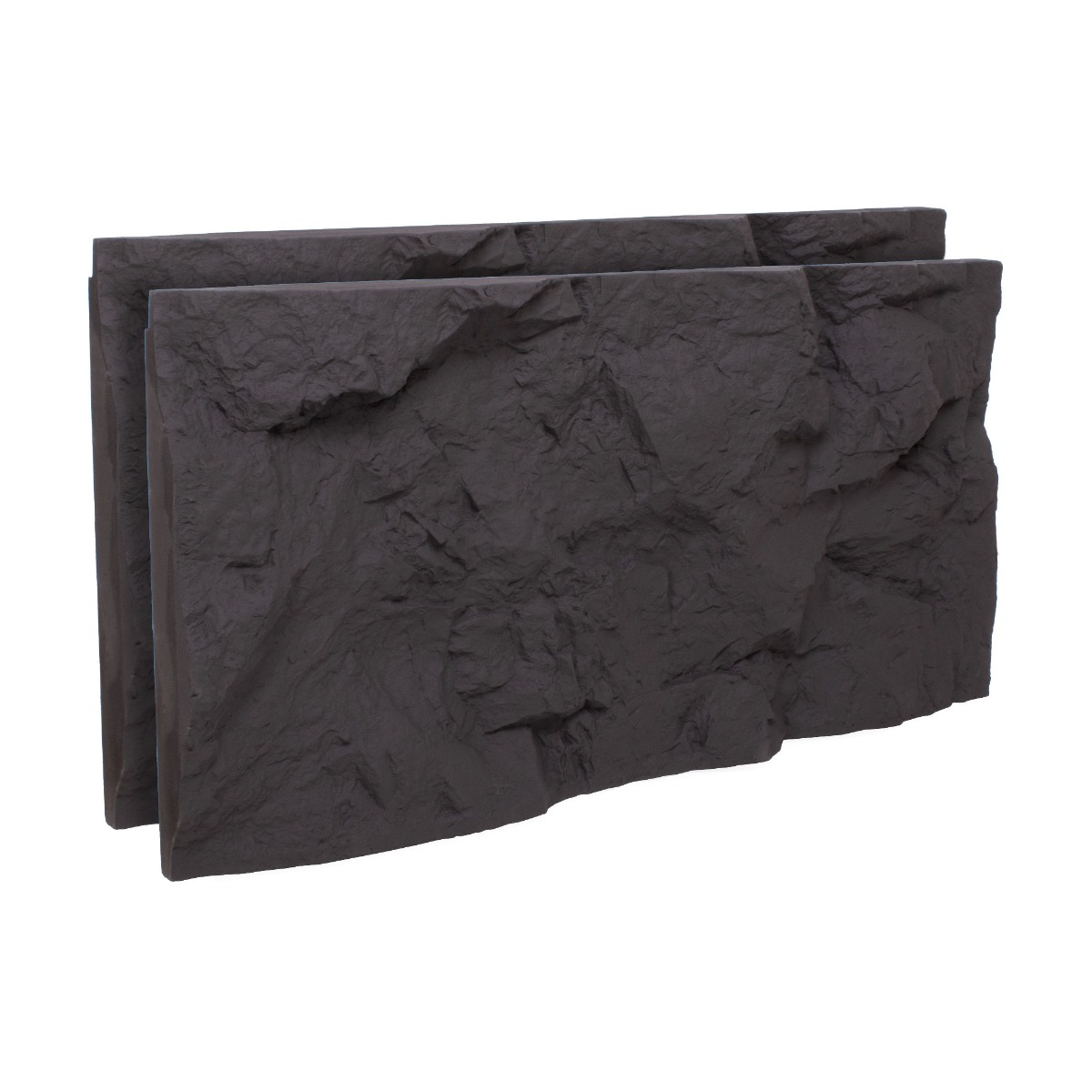 Rushmore - Lot de 2 panneaux muraux décoratifs 3D 120x60x9 cm effet pierre en PU Anthracite Grey