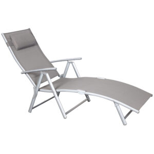Charme - Lit de soleil pliable en aluminium et textilène
