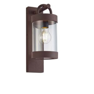 Applique LED extérieure Sambesi avec capteur crépusculaire en métal rouillé H. 33cm