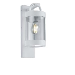 Applique extérieure Sambesi avec capteur crépusculaire, lanterne en métal blanc H. 33cm