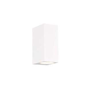 Applique extérieure Roya en aluminium moulé carrée blanche à double émission IP44 H.15cm