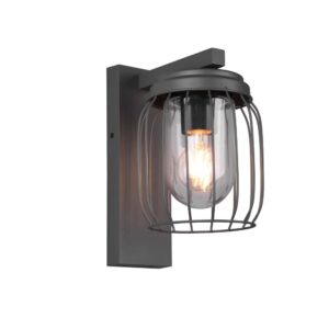 Applique extérieure Tuela anthracite avec diffuseur en cage blanc IP44 H. 28cm