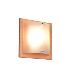 Poteaux Applique Bois Naturel et Verre Blanc 25cm x 25cm