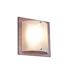 Applique en bois antique et verre blanc 25cm x 25cm