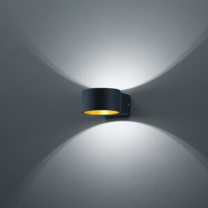 Applique LED noire intérieure Lacapo avec finition or D. 10 P. 15 LED Osram
