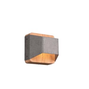 Applique LED à double émission Arino en bois naturel avec bande en acier vieilli, dimmable avec interrupteur L. 12,2 cm.