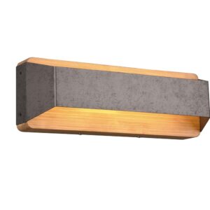 Applique LED à double émission Arino en bois naturel avec bande en acier vieilli, dimmable avec interrupteur L. 35,2 cm