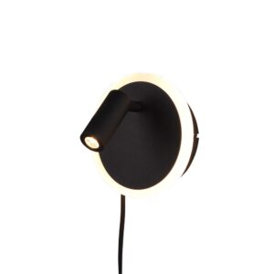 Applique LED noire Jordan à double éclairage avec allumage séparé D. 1 cm