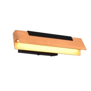 Applique LED orientable Kerala en bois naturel et métal noir, dimmable avec interrupteur, L. 30cm.