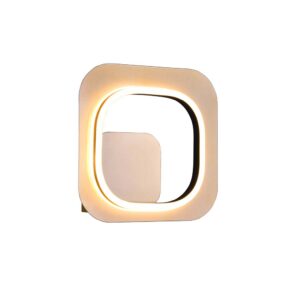 Applique LED en métal doré avec bordure noire, avec réglage d'intensité, avec interrupteur mural standard, 29 cm x 29 cm.