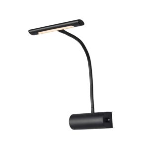 Applique LED noire Curtis avec bras flexible de 18 cm de longueur et 35 cm de hauteur.