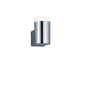 Applique LED Ray pour salle de bain à émission lumineuse mono, en métal chromé et diffuseur blanc, IP44, H. 8,3 cm.