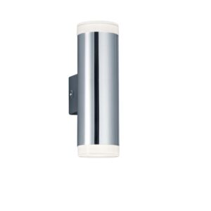 Applique LED Ray pour salle de bain à double émission lumineuse, en métal chromé et diffuseur blanc, IP44, H. 16,6 cm.