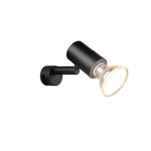 Lorenzo H2O Applique Spot Orientable Noir à Appliquer sur Miroir IP44 Avec Interrupteur L. 10Cm