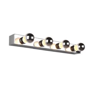 Applique Theatro H2O en chrome avec 4 porte-lampes IP44 et interrupteur, H. 55cm