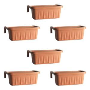Rondine Small - Lot de 6 jardinières avec crochets réglables et réserve d'eau 50 cm