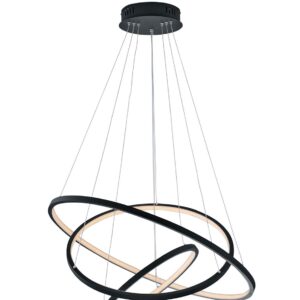 Suspension LED Aaron Anthracite 3 Anneaux avec Technologie "Wiz" Multifonction D. 80cm