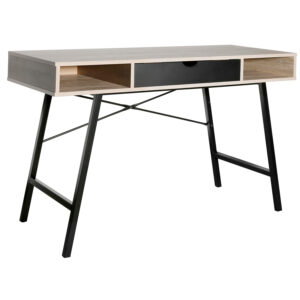 Gisele - Bureau en bois et métal avec tiroir + 2 compartiments - 120x48x76 cm