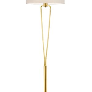 Lampadaire Paris II en Laiton Satiné avec Abat-jour et Interrupteur H. 160cm