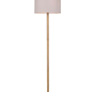 Korba Lampadaire Base en Bois Naturel avec Abat-jour Blanc H. 162Cm