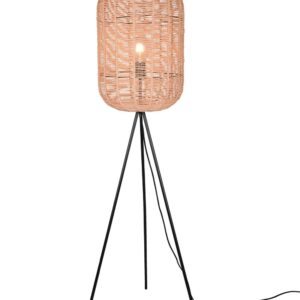 Runa Lampada sur Pied Diffuseur Grand en Métal Noir et Corde D.35Cm H. 150Cm