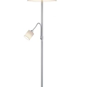 Hôtel Lampadaire en Acier avec Lampe de Lecture Abat-jours Blancs avec Allumages Séparés H. 170Cm