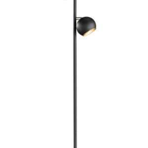 Dakota Lampadaire en Métal Noir et Or avec 3 Diffuseurs Orientables et Variateur Intégré H. 155Cm