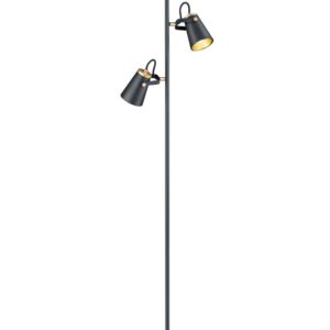 Edward Lampadaire 3 Diffuseurs Orientables Métal Noir Mat et Intérieur Or H. 160Cm