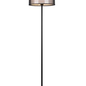 Burton Lampadaire en Métal Noir Abat-jour Blanc et Diffuseur Extérieur Perforé Noir H. 150Cm