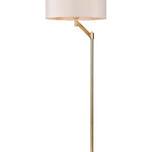 Cassio Lampadaire en Métal Laiton avec Abat-jour Blanc H. 153,3cm