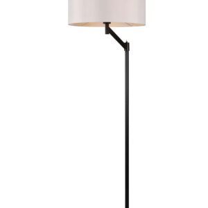 Lampadaire en métal noir avec abat-jour blanc H. 153,3 cm