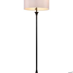 Sabia Piantana Metallo Nero E Paralume Bianco H. 155Cm