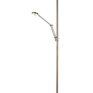 Barrie Lampadaire LED avec lampe de lecture en laiton satiné avec réglage d'intensité et lumière chaude et froide H. 180cm